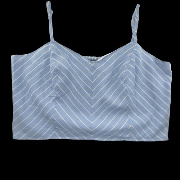 Lane Bryant Tops - Lane Bryant Cropped Tank Top Blue Striped Linen Blend Women Plus Size 20